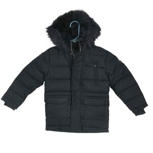 NWT T. O. Collection Patch Pocket Puffer Coat Navy Kids Size 6 Winter Jacket